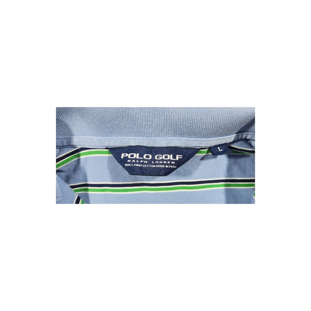 Polo Golf Ralph Lauren Mens Size Large Blue Striped Short‎ Sleeve Shirt - Picture 2 of 5
